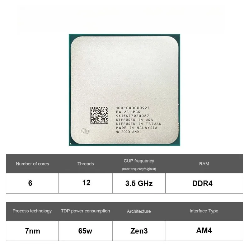 AMD Ryzen 5 5600 CPU AMD R5 5600 Processor 4.4GHz 6-Core 12-Thread 32MB Cache Socket AM4 Desktop PC Gaming CPU