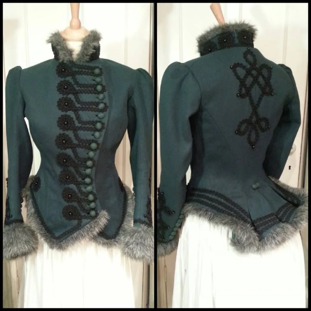 Chaqueta de traje de equitación gótica para mujer, uniforme para caminar de Reina Steampunk de Regencia Medieval, abrigo de oficiales de Hussars de la Guerra Civil victoriana