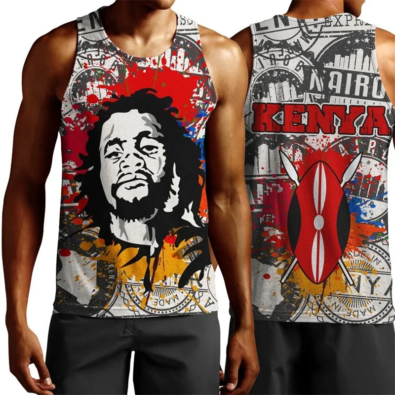 Central African Republic 3D Printed Tank Top For Men Clothes Map Flag Vest National Emblem Waistcoat Sport Gym Tops Sleeveless