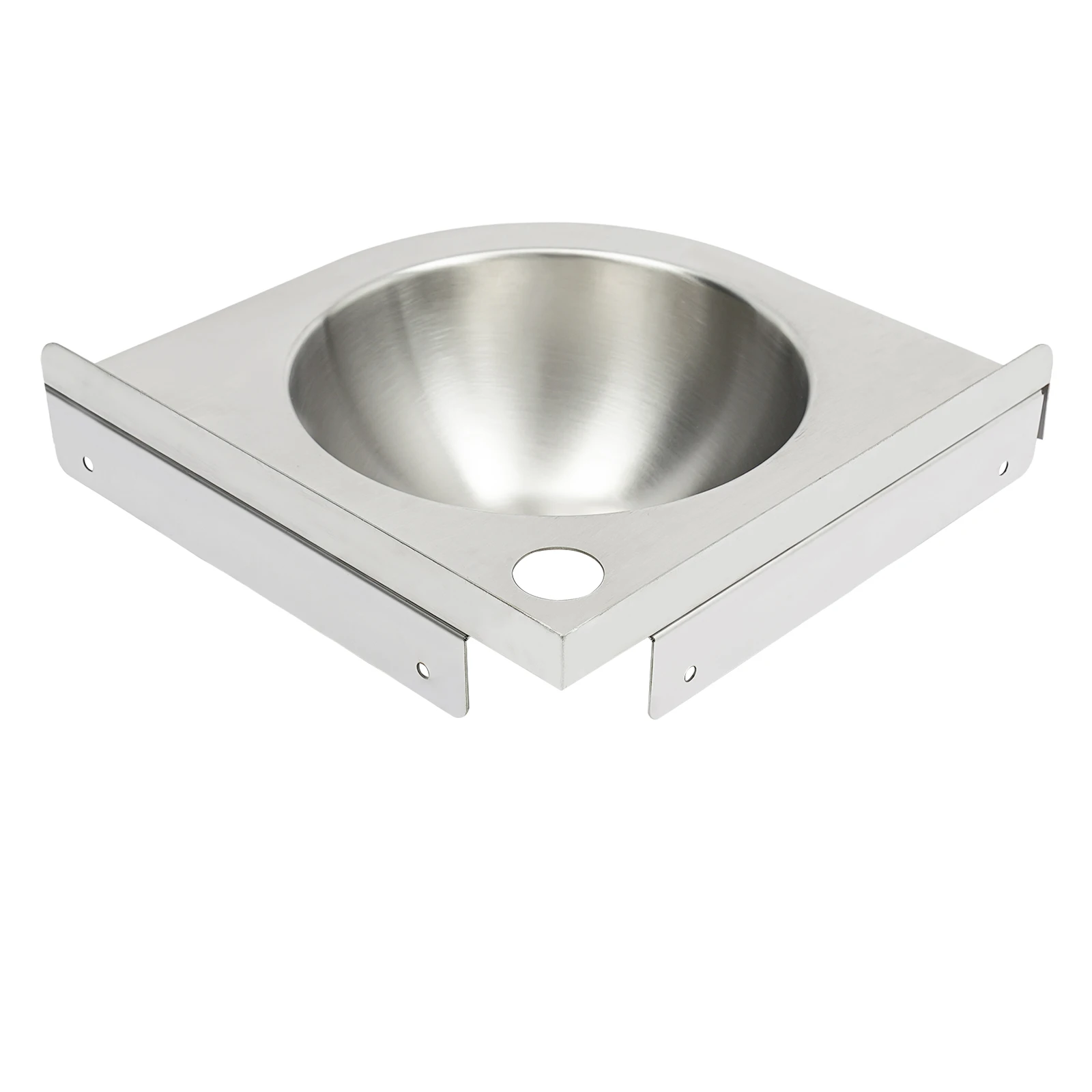 Triangular RV Corner Basin Sink Stainless Steel Wall Mounted with Hose and Water Drain Plug Single Bowl for Boat Caravan