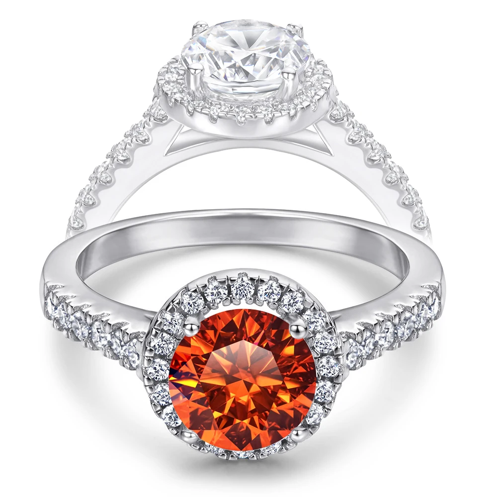 

FIRERING 100% Genuine 1-2ct Red Moissanite Ring GRA Certificate Passed Diamond Test Women Anniversary Jewelry Gift S925 Silve