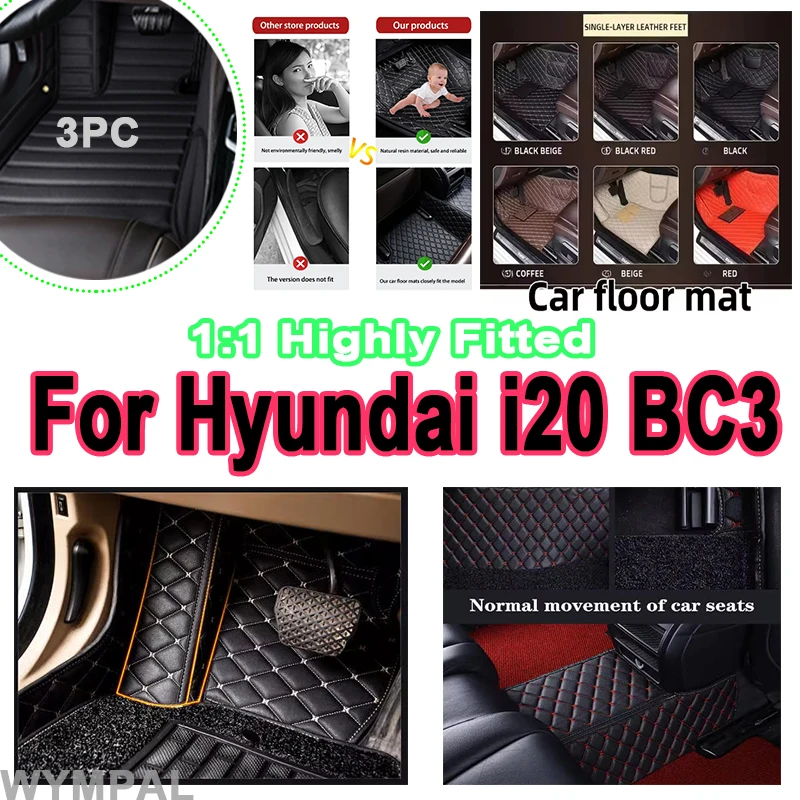 Luxury Rug Car Floor Mats For Hyundai i20 BC3 2021 2022 2023 5seat Dustproof Europe Version Carpets Car protective Accessories