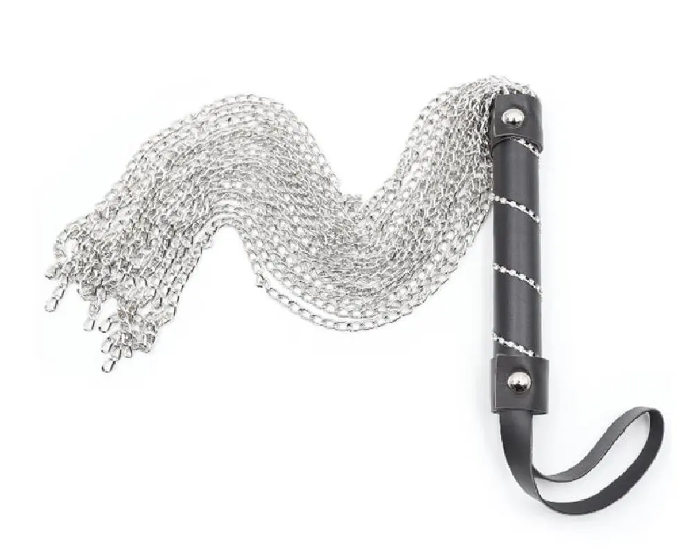 55cm Horse Whip with Leather Handle, Metal Chain & Tassel