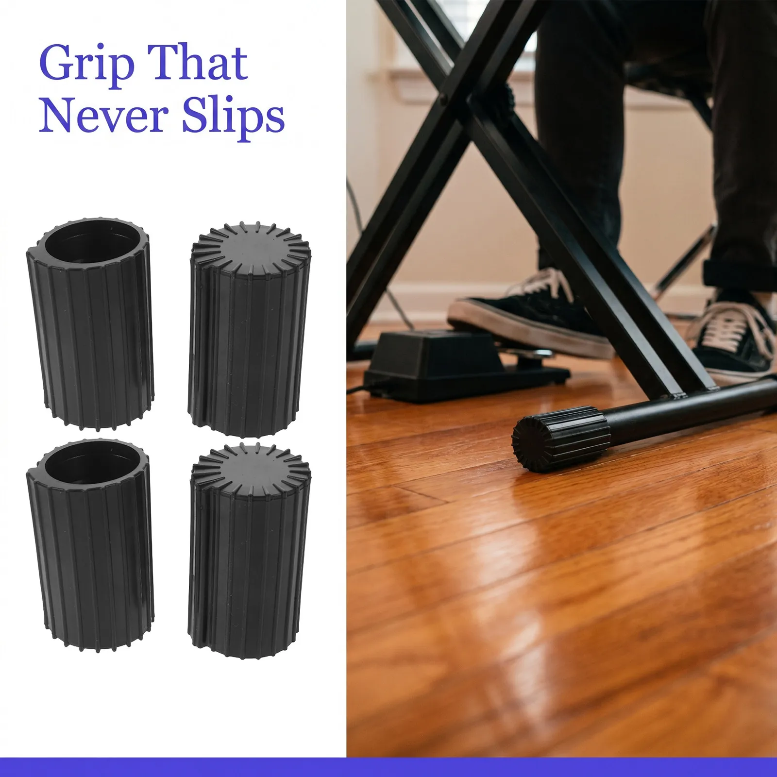 4Pcs Keyboard Stand Rubber Feet Covers Anti-Skid Shock Absorbing Piano Stand Pads Replacement Caps for 25Mm Tube Electronic