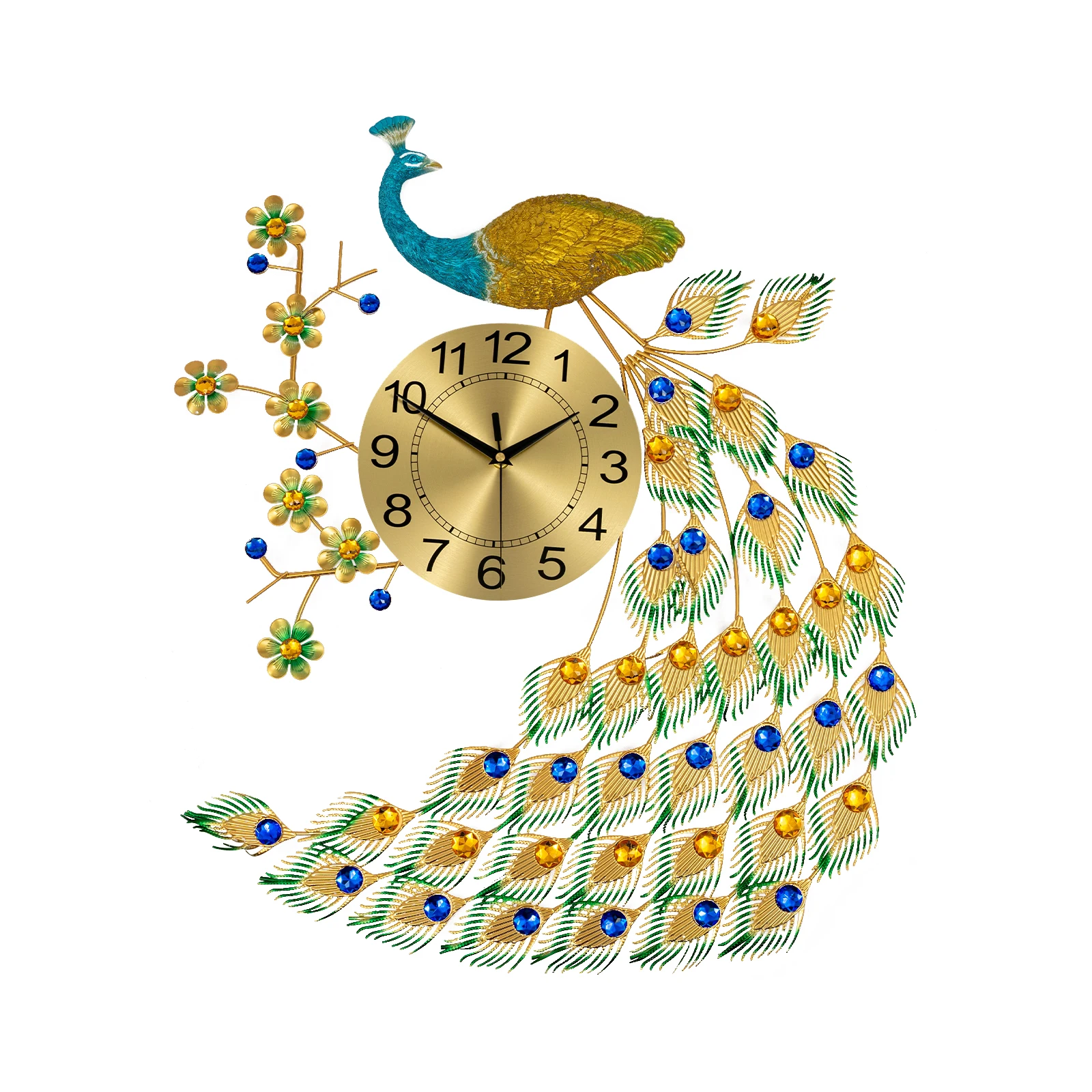 Peacock Wall Clock, Iron and Acrylic Design, 8.27-Inch Dial, Anti-Rust, Corrosion-Resistant, Ideal Home Decor and Gift