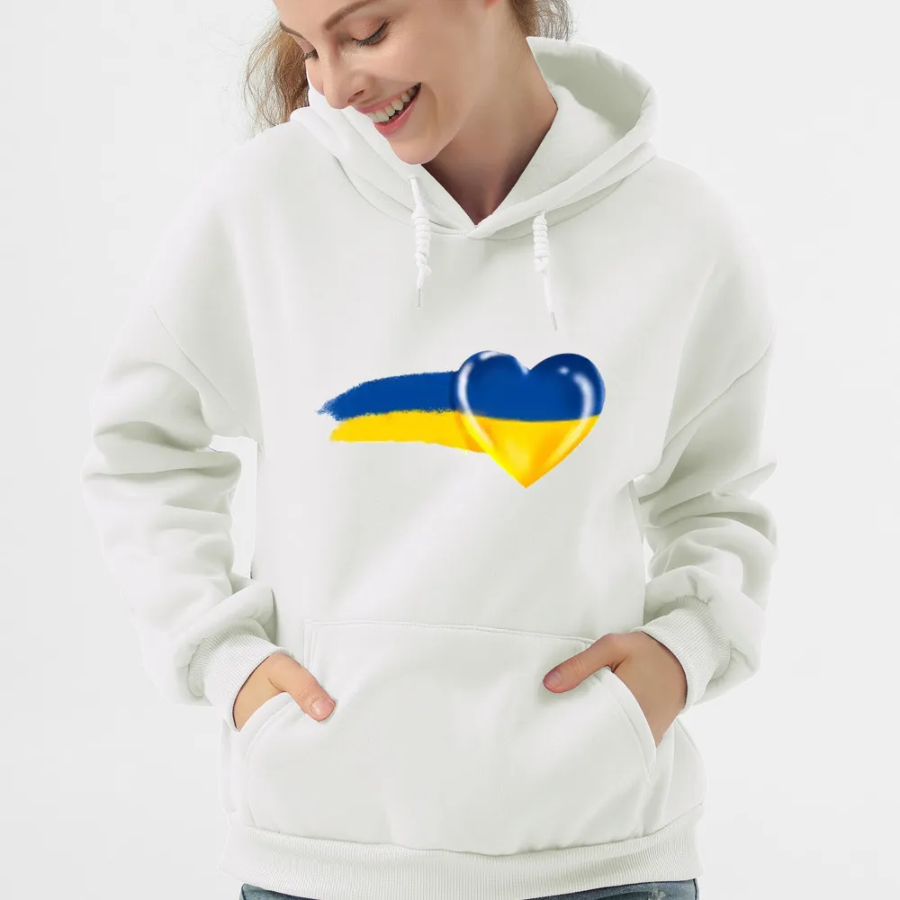 Love Ukraine Sweatshirt Female Hip Hop Hoodie Heart Graphic Loose Winter Clothes Casual Sportswears Autumn Fleece Women Hoody