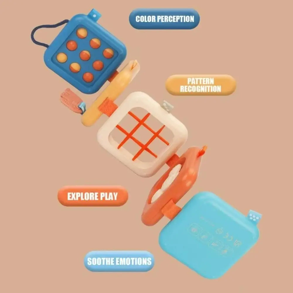 거울이 있는 접이식 바쁜 큐브 퍼즐 다기능 쌓기 조기 교육 DIY 감각 보드 어린이 소녀 소년