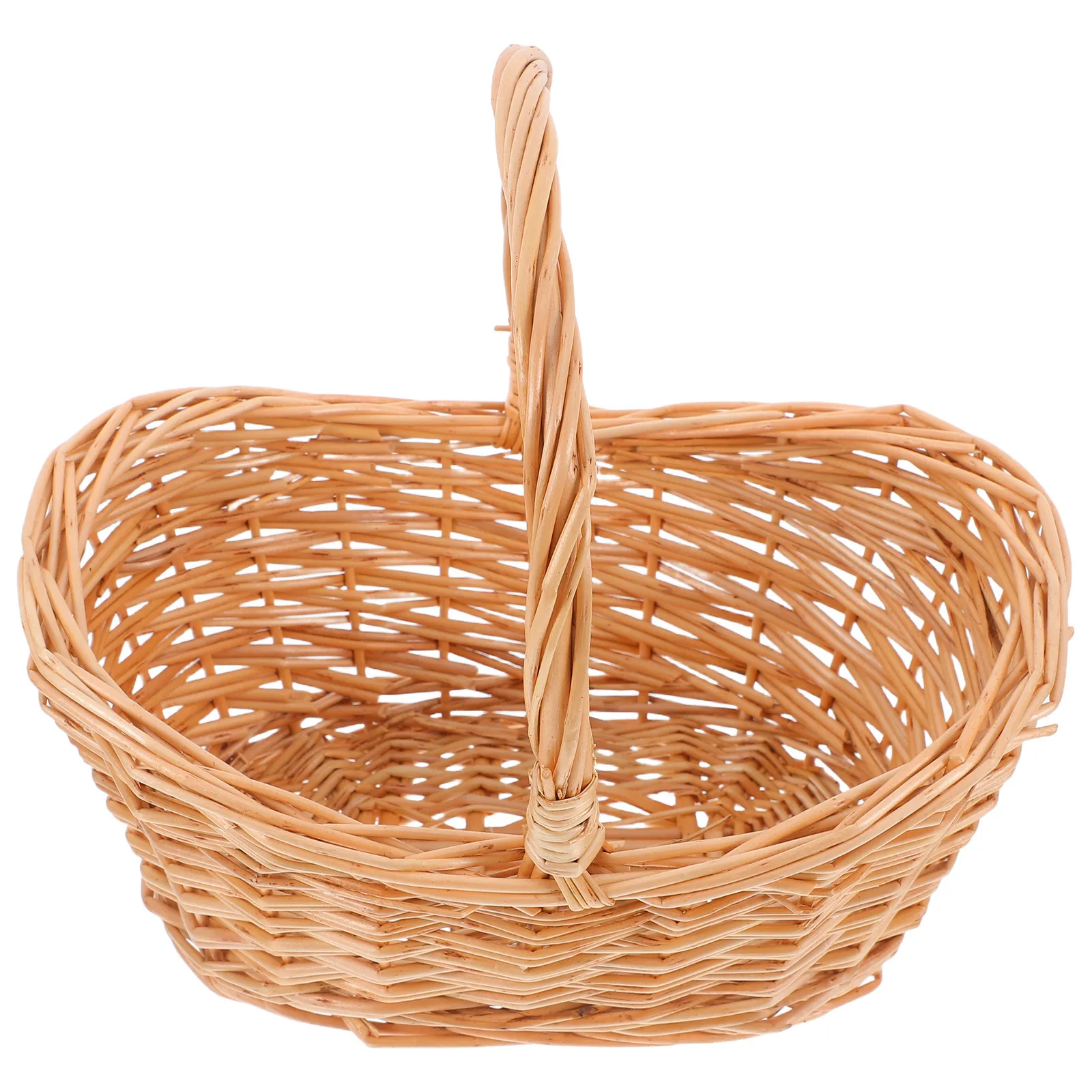 Willow Picnic Basket Handwoven Natural Wicker Large Capacity Sturdy Handle for Fruits Flowers Garden Harvest Berry Picking