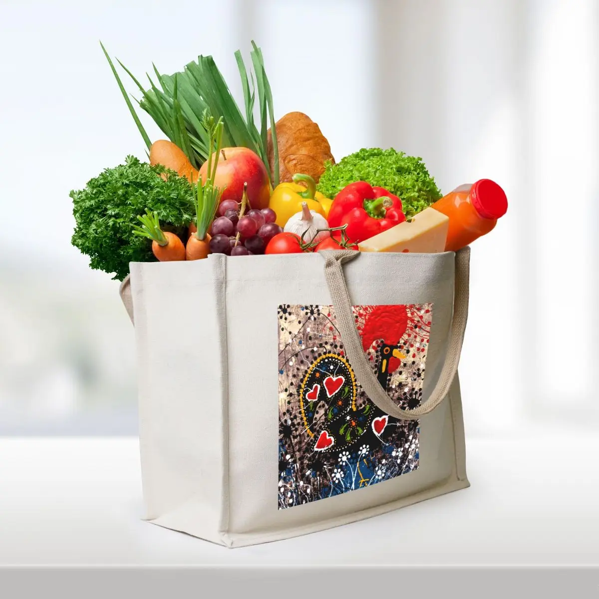 Portuguese Rooster 3 Tote Bag Big bag women foldable reusable bag supermarket folding