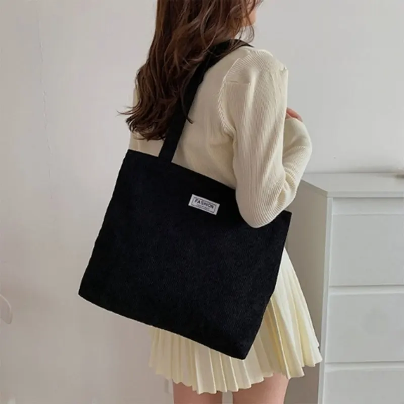 

Женская вельветовая большая сумка, однотонная сумка через плечо в корейском стиле, 1 упаковка