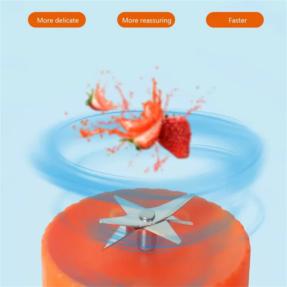 420ML Electric Juicer Mini Fruit Mixers 6 Blades Charging Juicer Cup Household Juicer Blender Smoothie Orange Lemon Blender image 4
