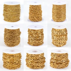 No Fade 1Meter Stainless Steel Gold Color Multi Styles Link Chain Bulk Chains for DIY Necklace Bracelet Jewelry Making Wholesale