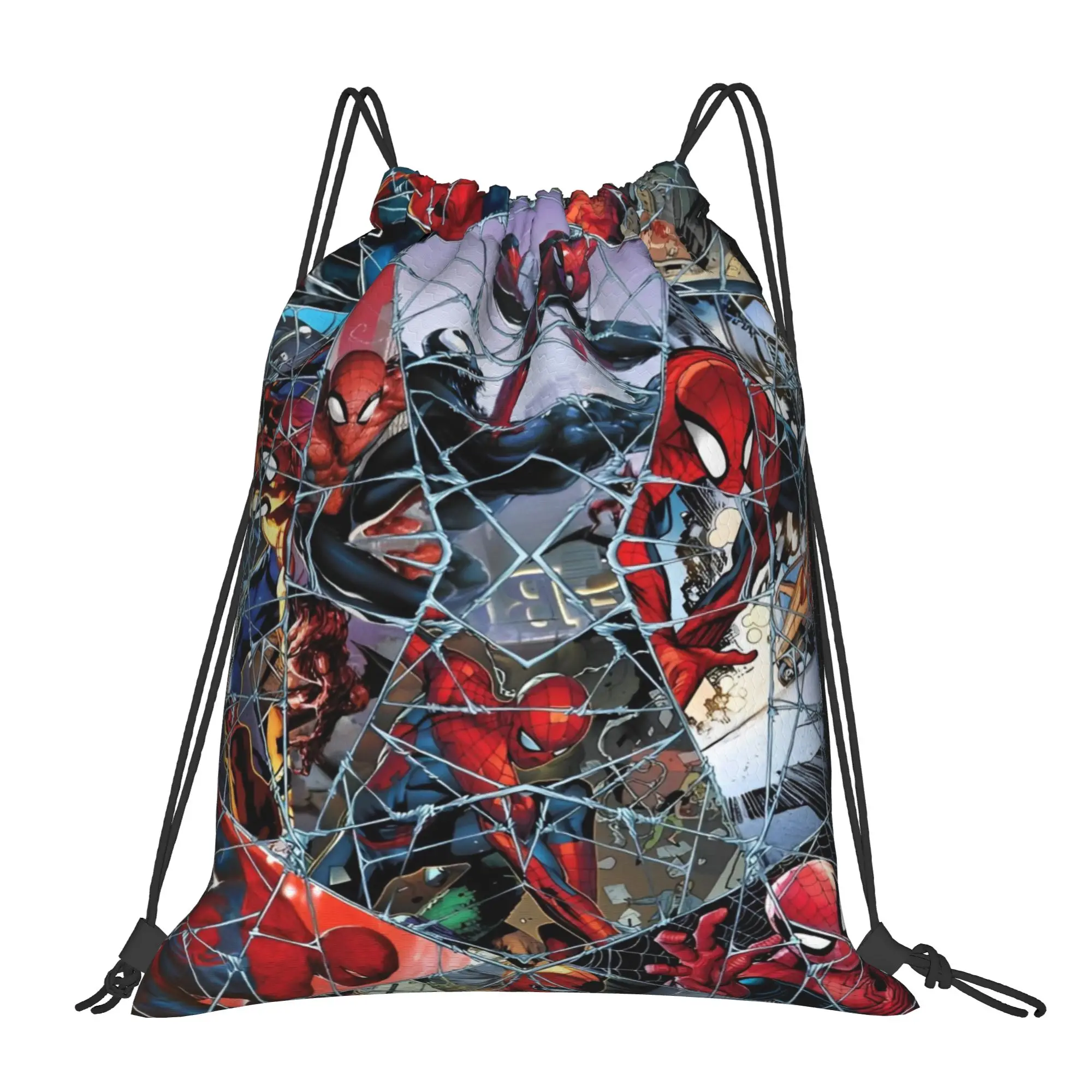 S-Spiders Heroes Backpacks  Water Resistant Retro School Gym Print Sackpack String Bags
