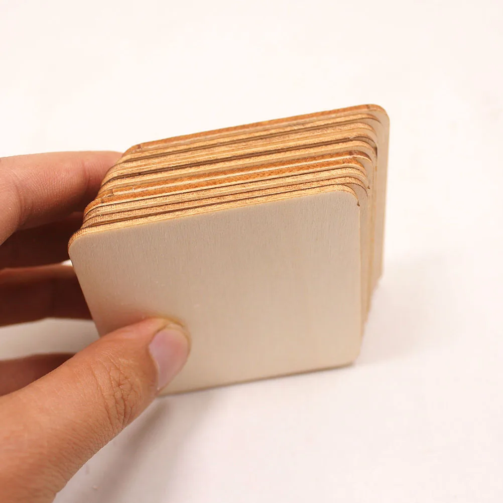 

10PC DIY Pure Hand-Made Accessories Square Wood Chip Puzzle Graffiti Wood Pieces Creative Teaching Supplies (6.4 CM)