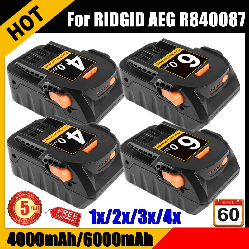 Batería de iones de litio de 18V y 6,0 Ah, herramienta eléctrica inalámbrica para RIDGID AEG R840087, R840085, L1815R, L1850R, L1830R, R840083 Series