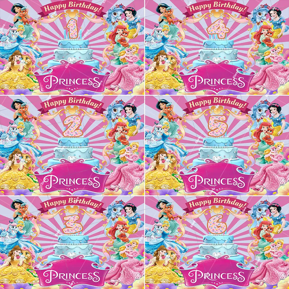 

Disney Castle Cartoon Princess Girl Birthday Party Decoration Custom Backdrop Banne Baby Shower Gifts Photo Shoot Props