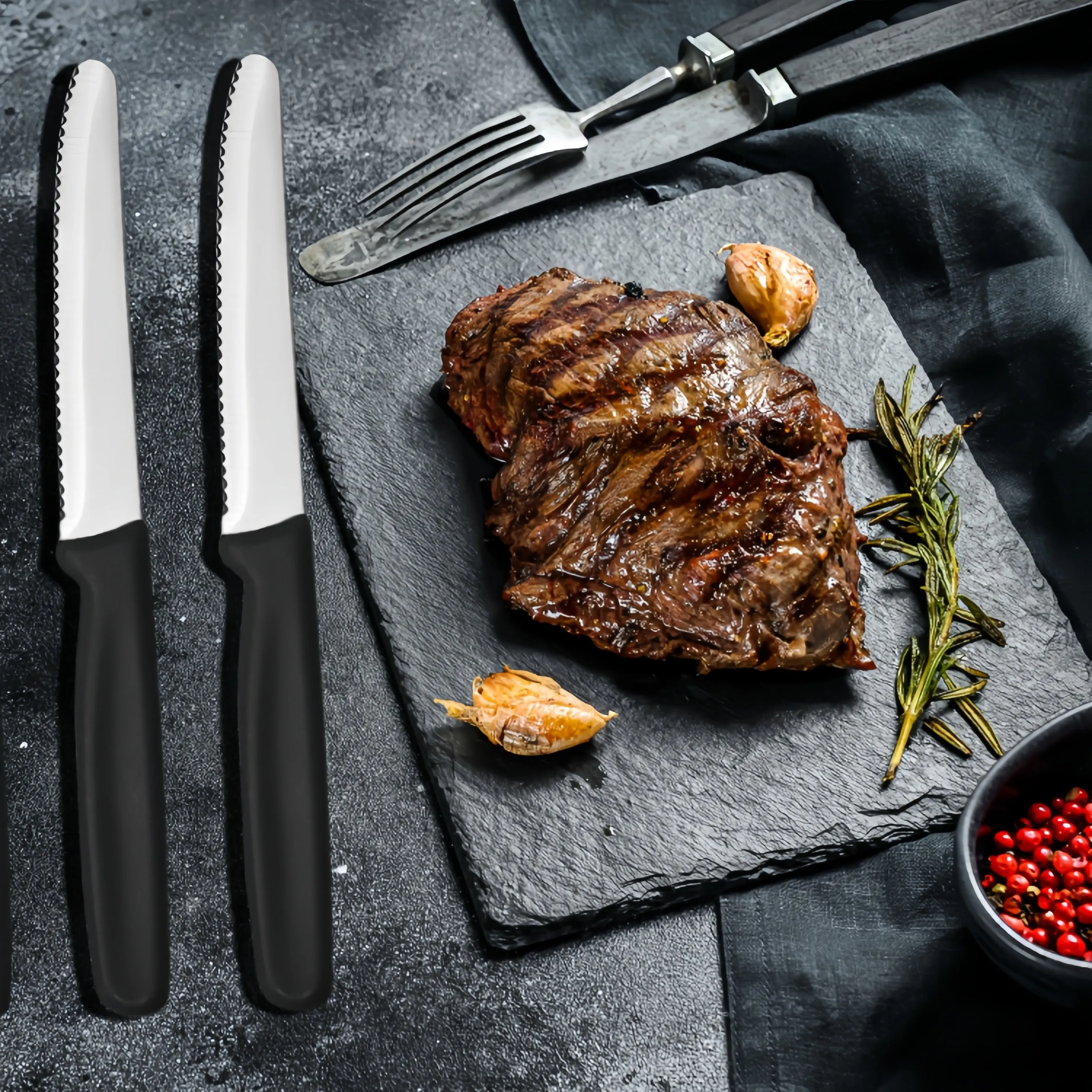 4/6/8 Stainless Steel Serrated Steak knife Round Tip Fruit And Vegetable Paring Knife Kitchen Baking Toast Serrated Bread Knives