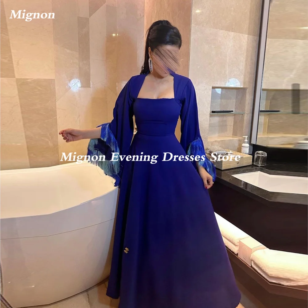 

Mignon A-Line Square Neckline Prom Gown Floor-Length Evening Sweep Train Formal Elegant Party Dresses for Women 2023