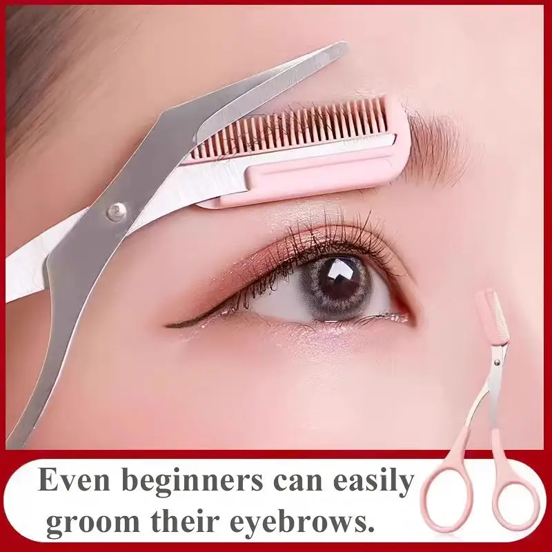 【M】Eyebrow Trimmer Makeup Tools Stainless Steel Eyebrow Scissors With Comb Hair Removal Eyebrows Shaping Makeup Tools