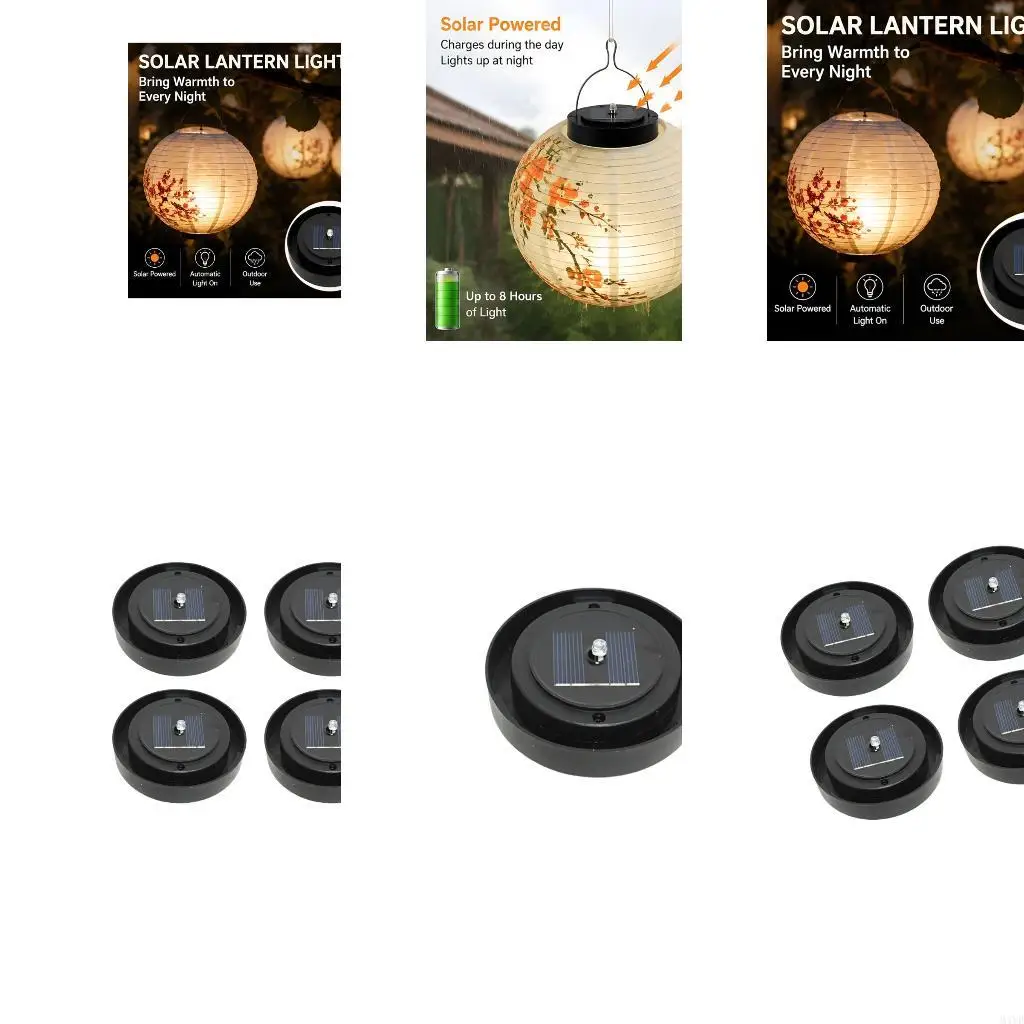 Solar Lantern Replacement Light for Multi Lantern Updates, 8 Warm White LED Insert 4 Pack for Patio Garden Hanging Decor