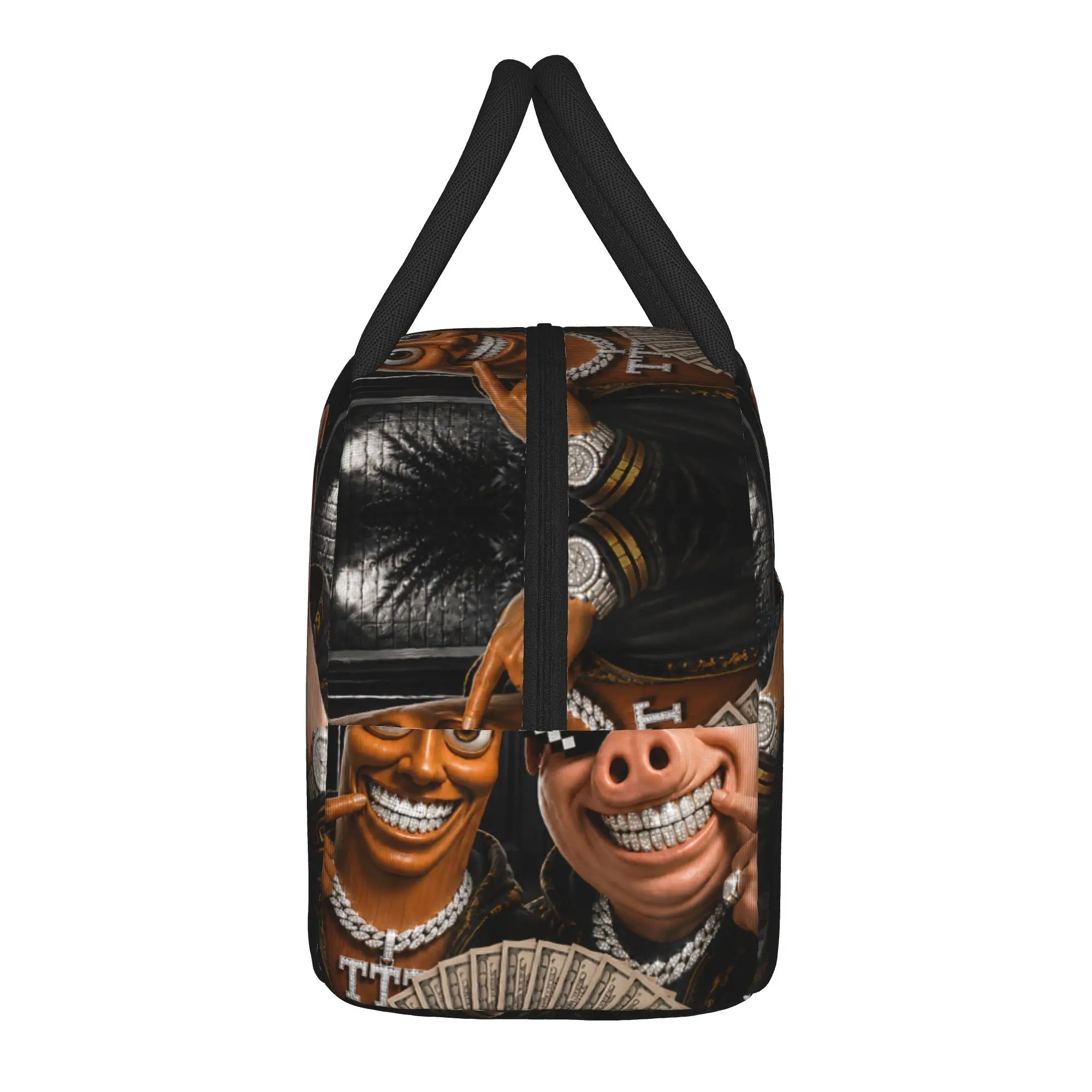 Tung Tung Tung Sahur John Pork Motion At Your Front Door Lunch Bag  Portable Lunch Box Adult Travel Graphic Design Cooler Bag