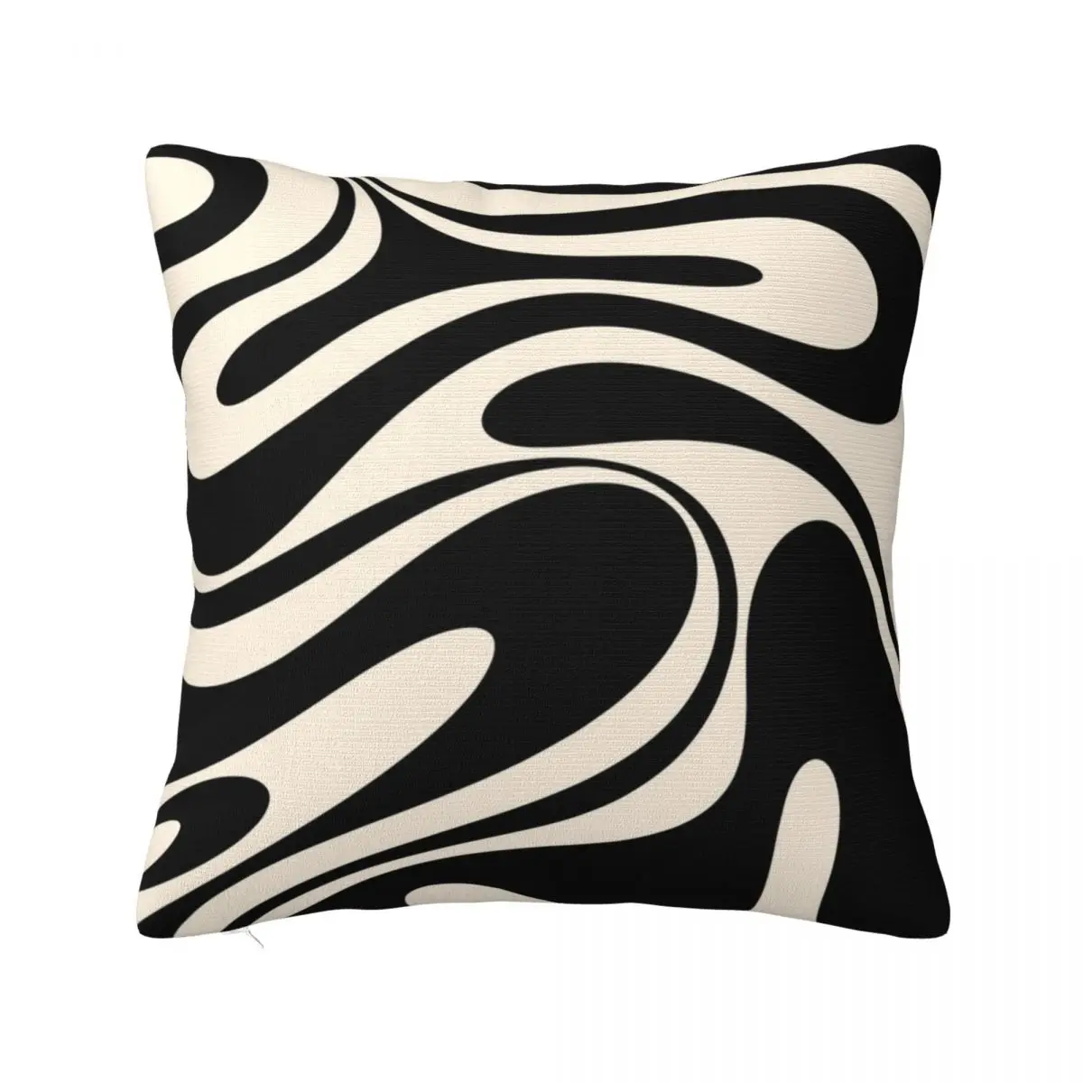 

Retro Fantasy Swirl Abstract in Black and Almond Cream Throw Pillow New year Sofa Cushion