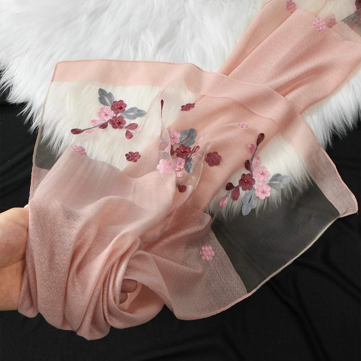 

Luxury Peony Flower Organza Long Scarf Women Muslim Hijab Shawl Wrap Headscarf Bandanas Headband Bufanda Foulard Turbante Mujer