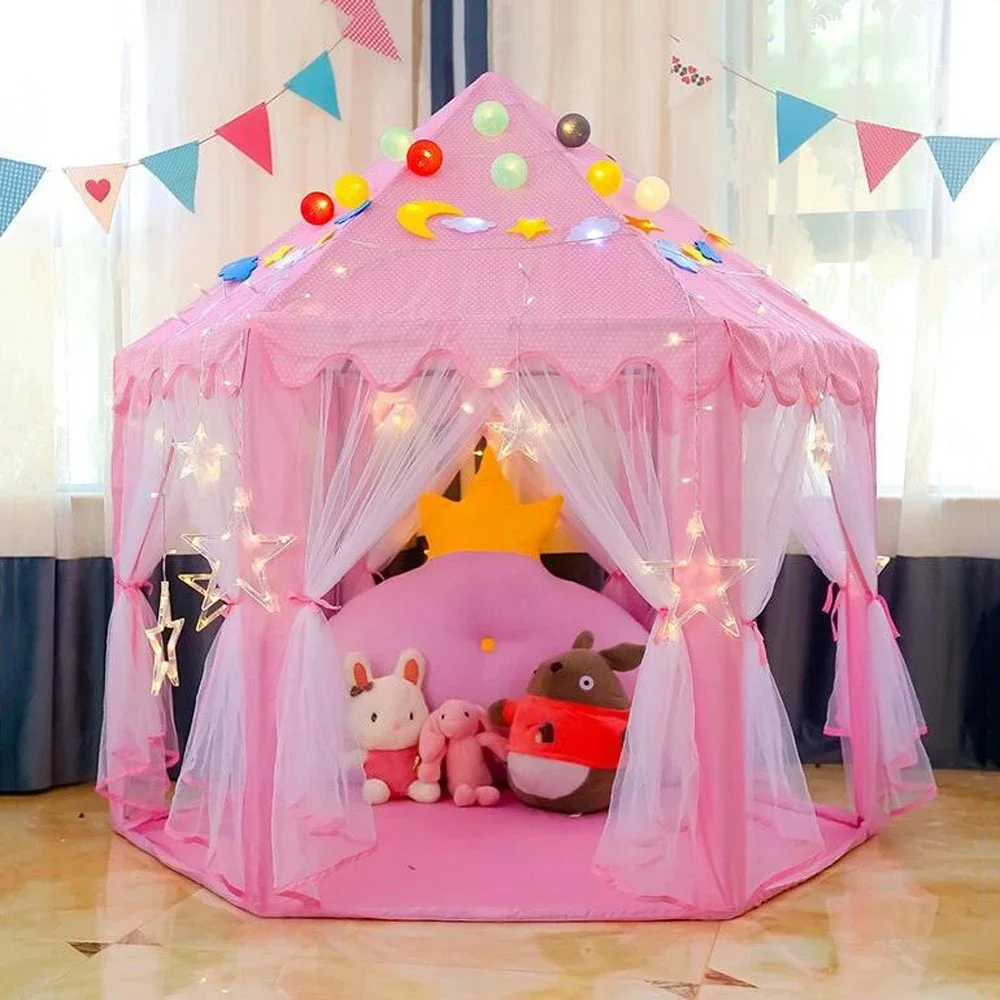 Tenda infantil portátil para crianças, brinquedos para meninas, castelo de princesa, tipi infantil, presentes de natal para bebês