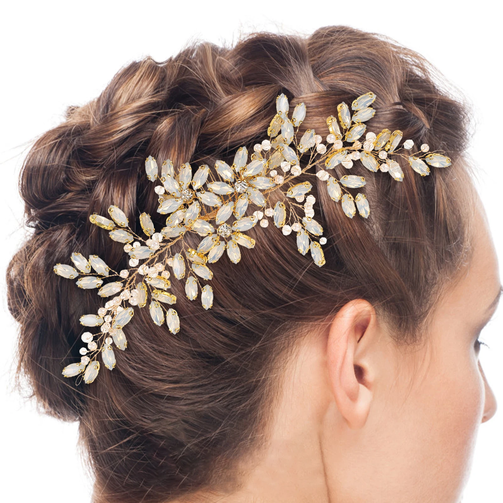 

Rhinestone Bridal Comb Faux Pearls Vintage Decoration Elegant Secure Updo Comb For Brides Wedding Party Special Occasions