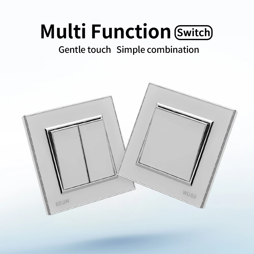 الأبيض الكلاسيكي 1 عصابة 1 طريقة 250 فولت تشغيل/إيقاف الجدار الروك التبديل زر مفتاح الإضاءة لهب لوحة أكريليك الاتحاد الأوروبي القياسية 16A التيار المتناوب #4