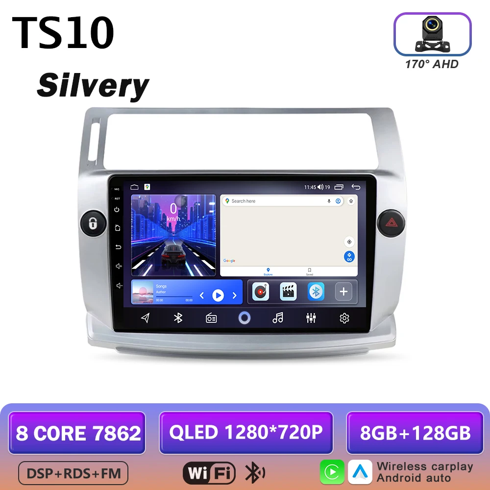 Android 16 multimediaspeler GPS autoradio navigatiesysteem voor Citroen C4 C-Triomphe Quatre 2004-2014 met Carplay