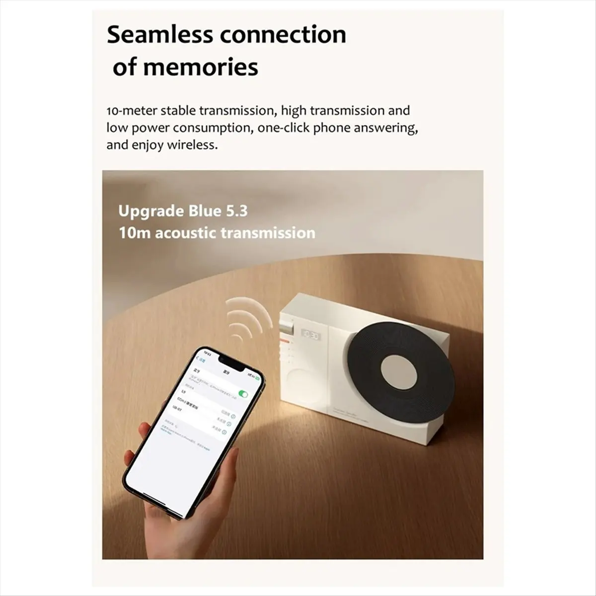 

Виниловый Bluetooth-динамик VVVBB, высококачественный мини-аудио портативный динамик с поддержкой TF-карты/AUX, черный