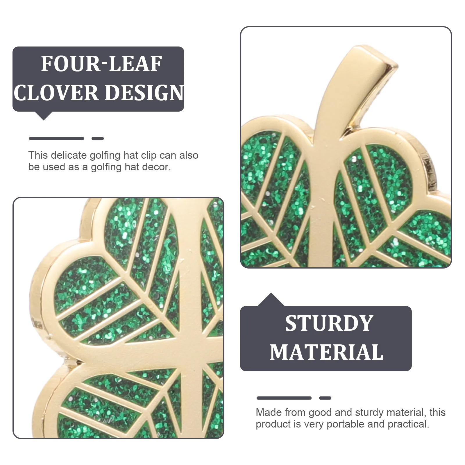 

Delicate Four Leaf Marker Hat Clip Portable Wear-Resistant Metal Ball Marker Decor Gifts Golfs Supplies