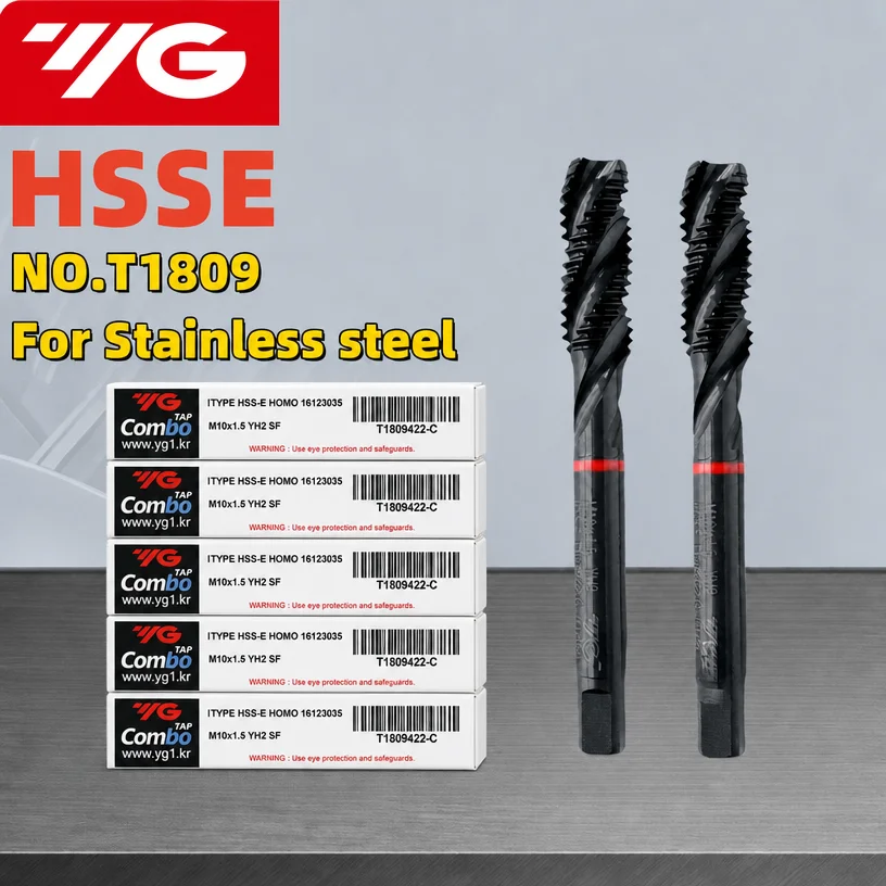 Coreia do sul yg hsse inox jis padrão métrica espiral canelada torneira m2m2.5m3m3.5m4m5m6m7m8m10m12 m14m16m18 máquina com círculo vermelho