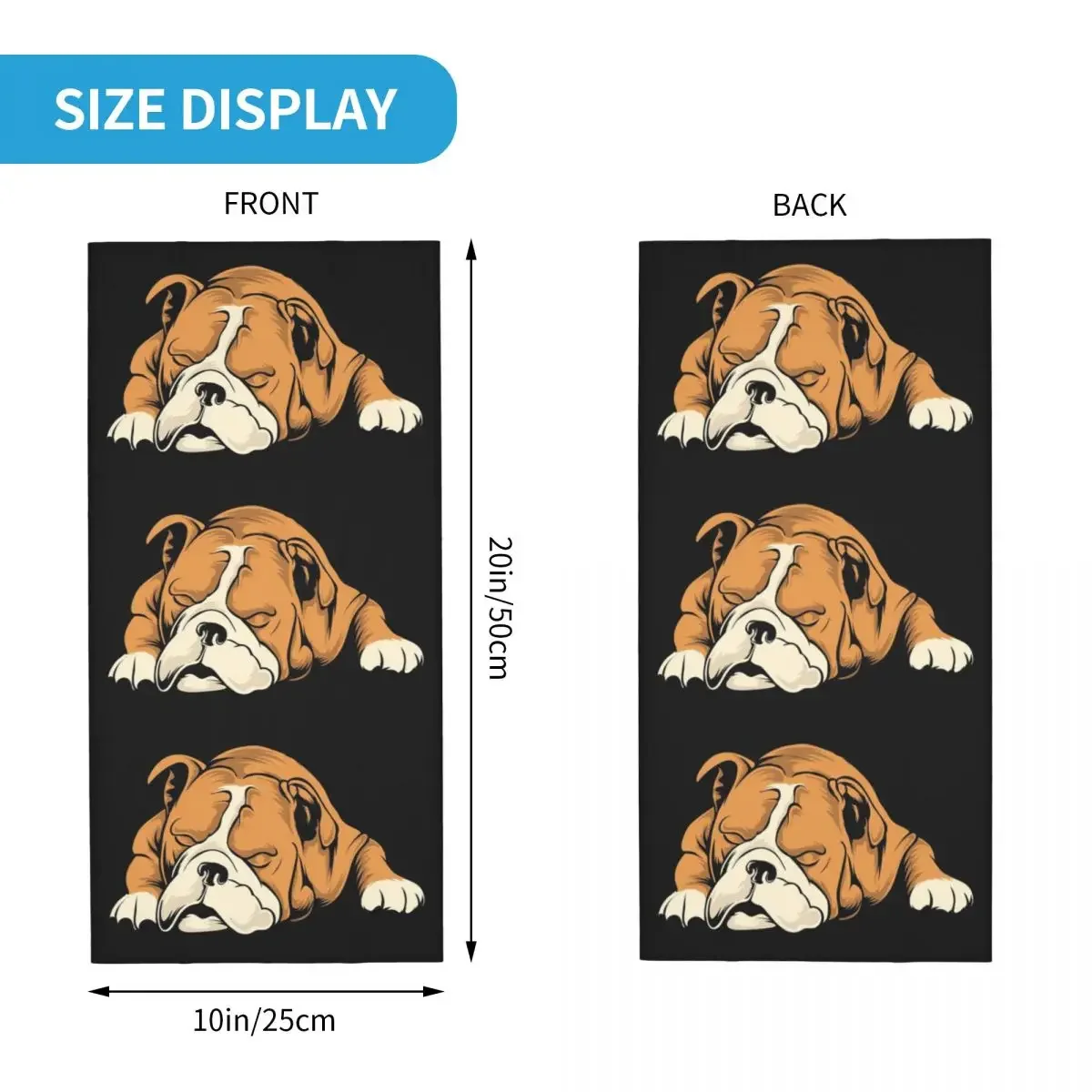 English Bulldog Bandana Neck Gaiter Printed Mask Scarf Multifunction FaceMask Outdoor Sports For Men Women Adult Washable