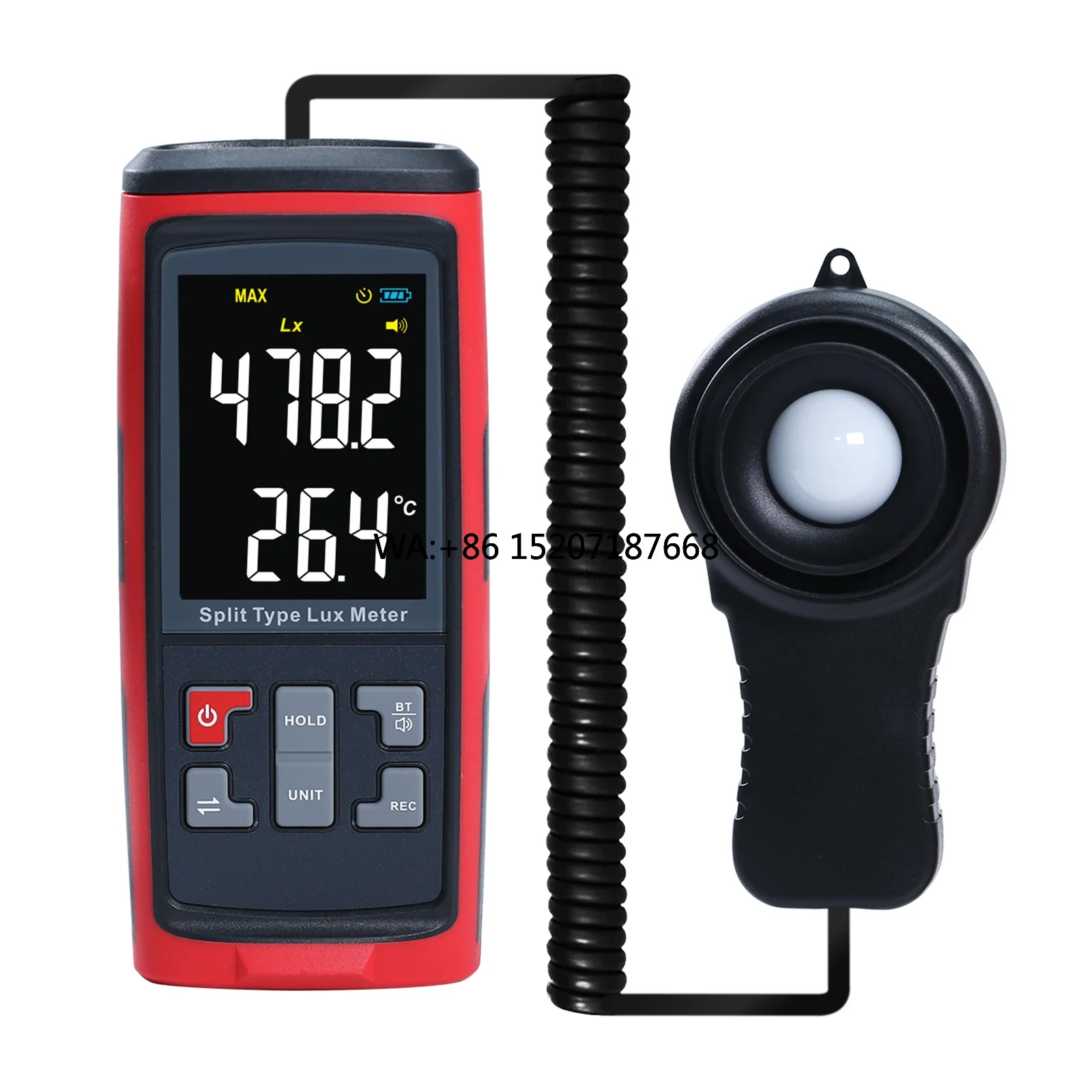 Digital Split Type Lux Light Illuminometer 200,000 Luminous Photometer Data Logging Colored LCD Photography Schools