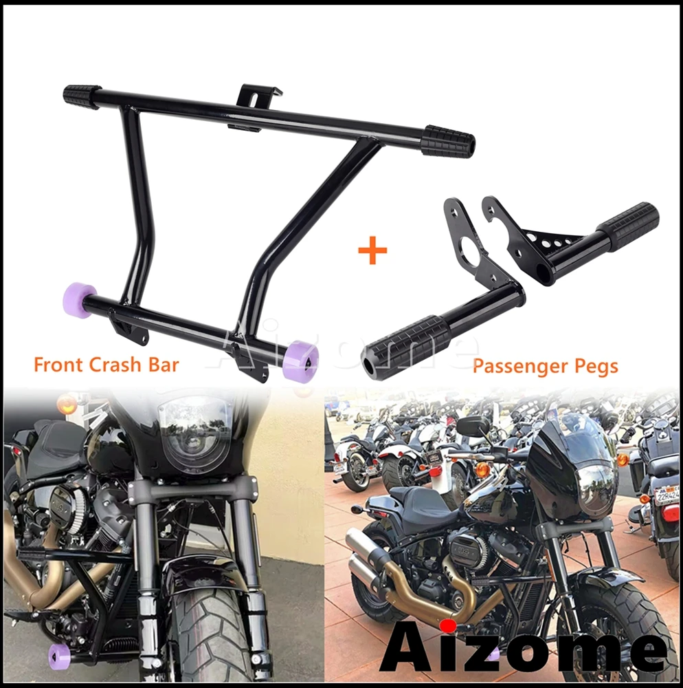 

1-1/4 дюйма мотоциклетная передняя защита двигателя, средние контрольные пассажирские колышки, слайдер, аварийные дуги для Harley Softail 2018-23 Fat Street Bob