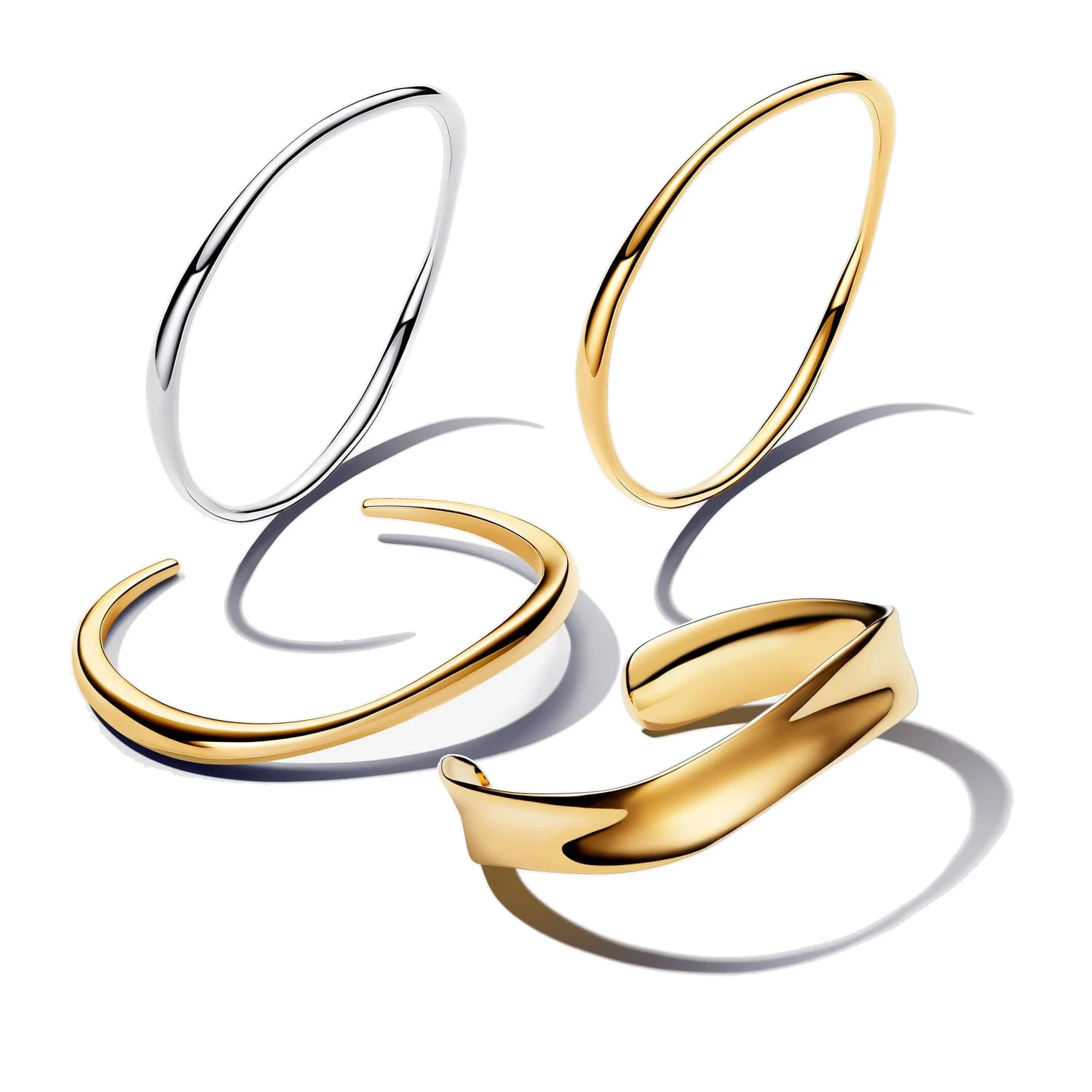 2024 New S925 Silver Panjia Organically Shaped Bangle Wavy Silhouette Design Is Elegant And Relaxed Is A Sleek Style Essential