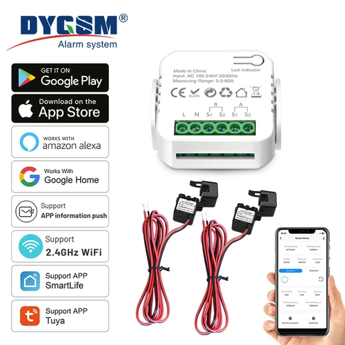 Medidor de energía inteligente Tuya Wifi, sistema Solar fotovoltaico, consumo de producción de energía, medidor de monitoreo bidireccional, Control por aplicación CT