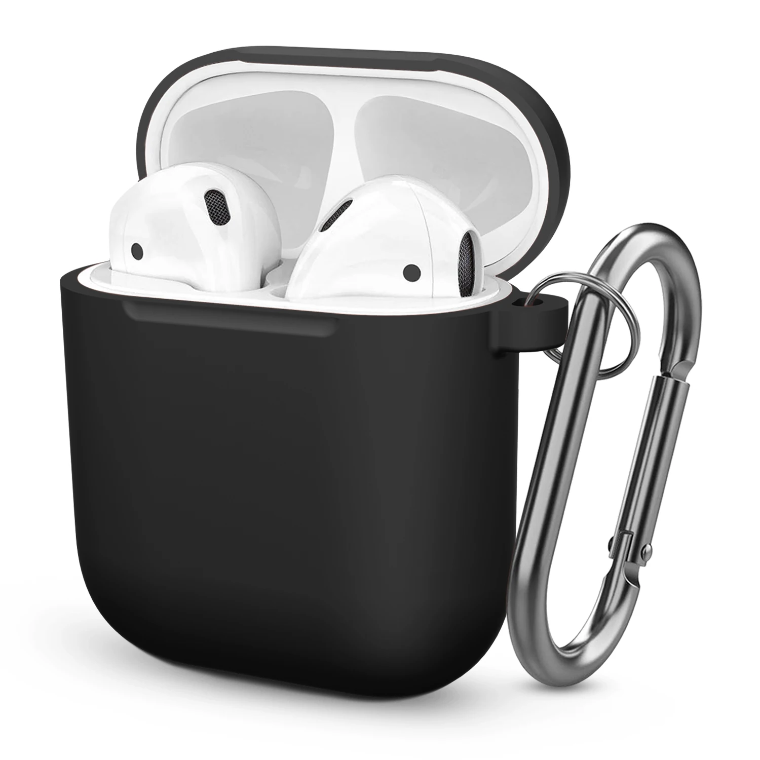 Silicone Earphone Case for AirPods 1/2 Cover Case Wirless Headphones Skin-friendly Earbuds Case with Hook for Airpods 2 Case Bag