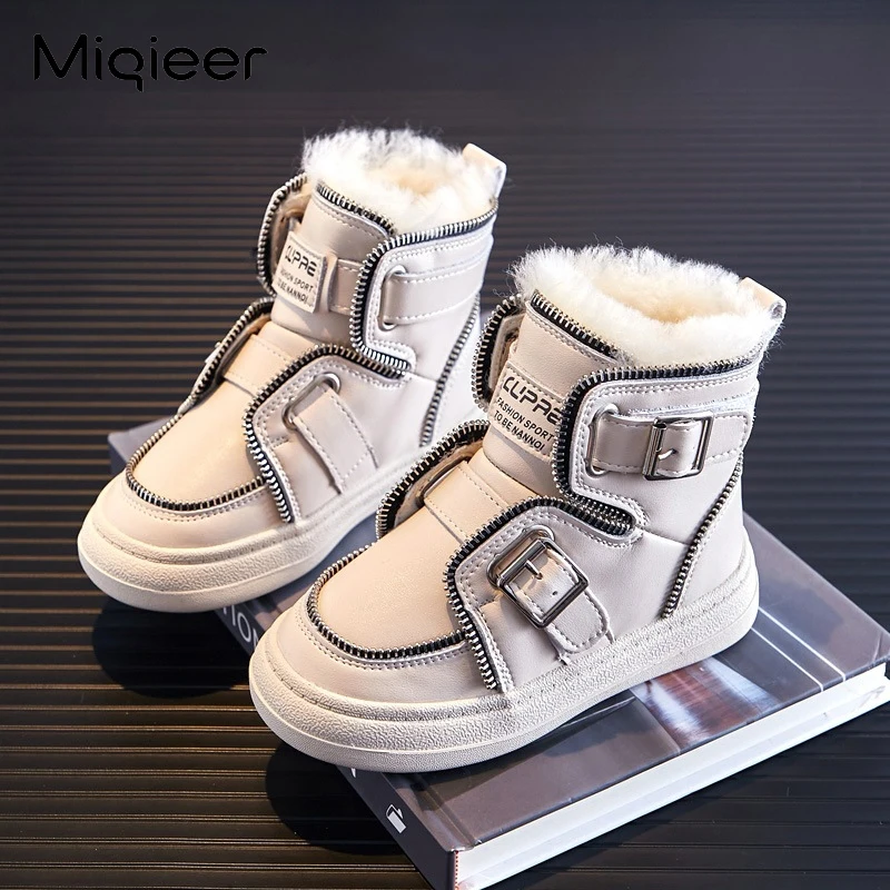 Children Boots For Girls Boys Baby Fleece Thick Warm Snow Girl Shoes Ankle Boots Sapato PU Winter Boots Cotton Kids Shoes