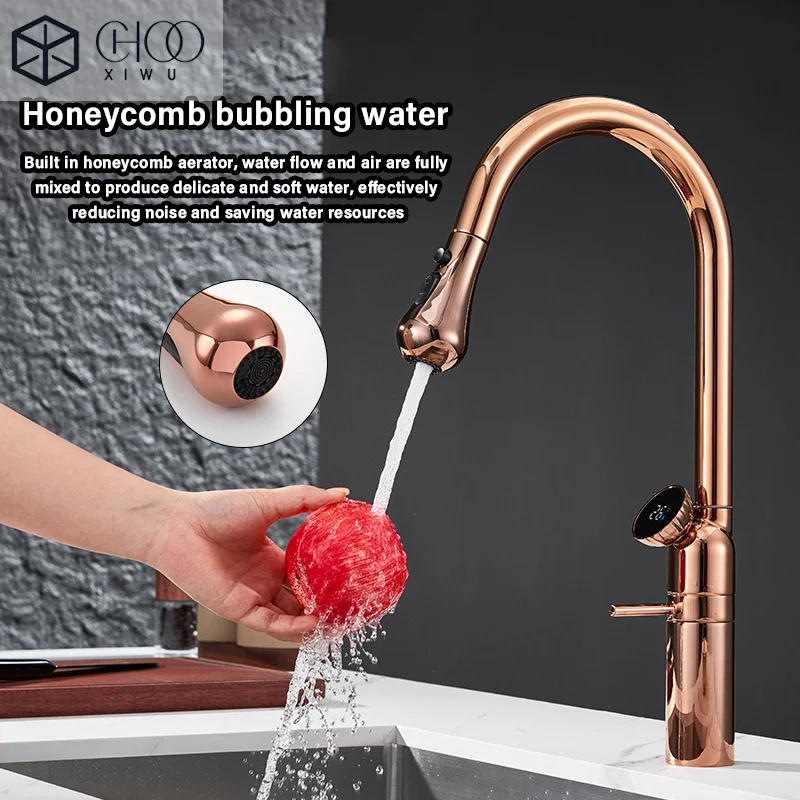 Copper washbasin faucet, gun gray faucet, kitchen antique rotating faucet