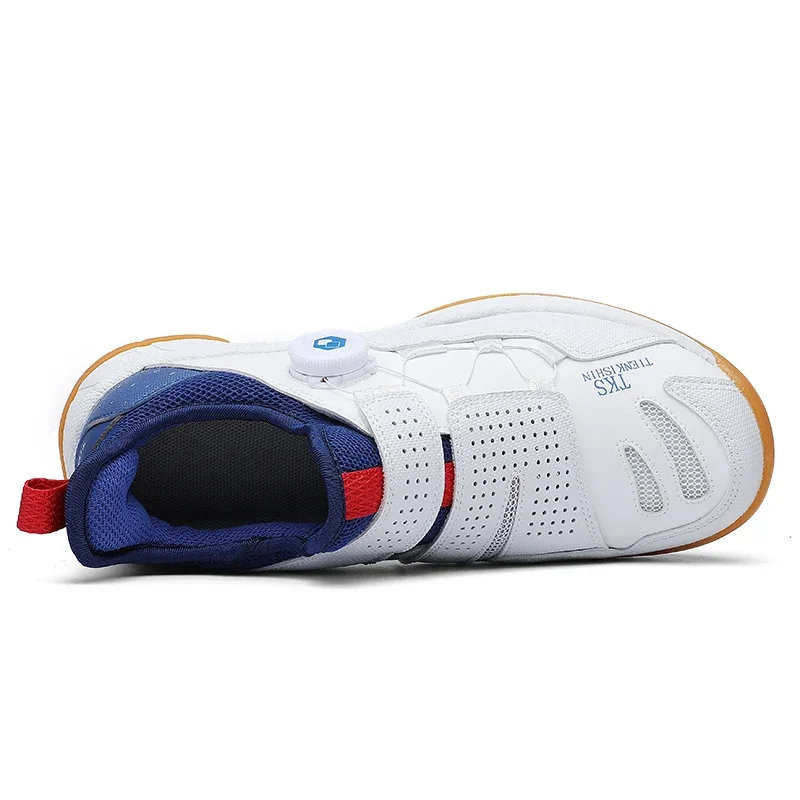 Homens Mulheres Badminton Sports Tênis De Mesa Badminton Sneakers Tênis Respirável Tênis Ouro Azul Treinamento Calçados Esportivos TKS01