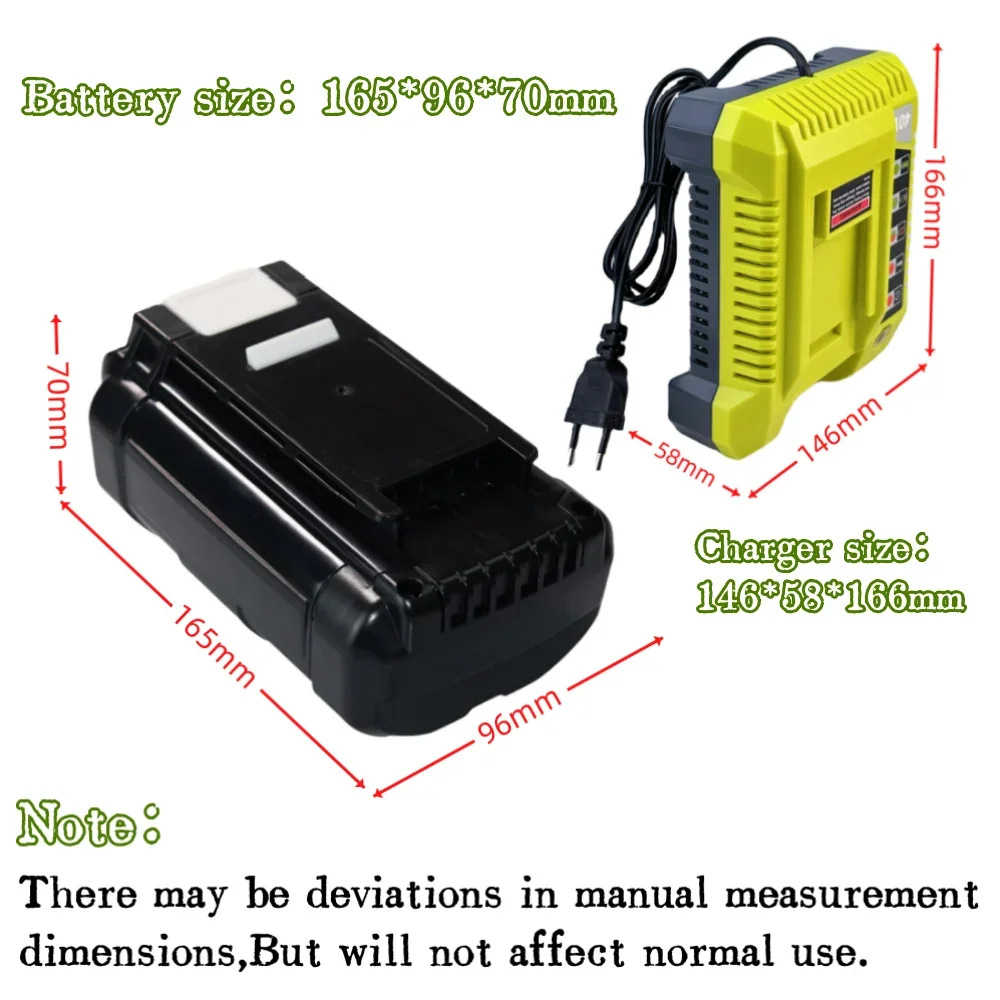 40V 6.0Ah /8.0Ah/10.0Ah Rechargeable Li-Ion Battery For Ryobi OP4030 OP4050 RY40502 RY40200 Cordless Power Tools，With Charger