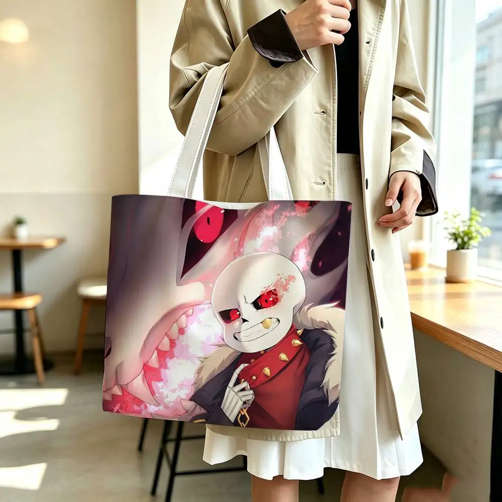 COOL Fell Ink S-Sans U-Undertale  Printed Canvas Tote Bag Shoulder Bag Commuter Mommy Shopping Bag