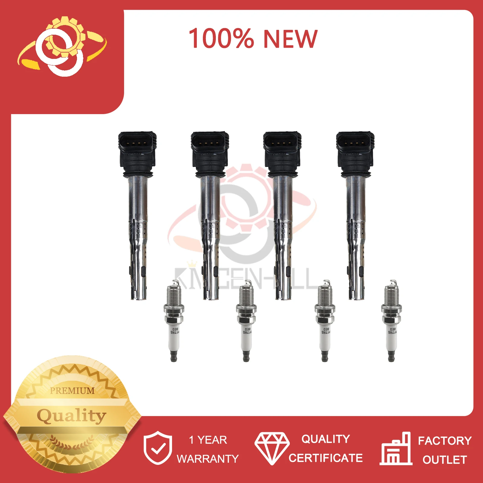 

4pcs New Ignition Coil and Spark Plug Kit 07K905715A 0040102033 0 040 102 032 Compatible With Audi A4 allroad A4 A5 Quattro Q5