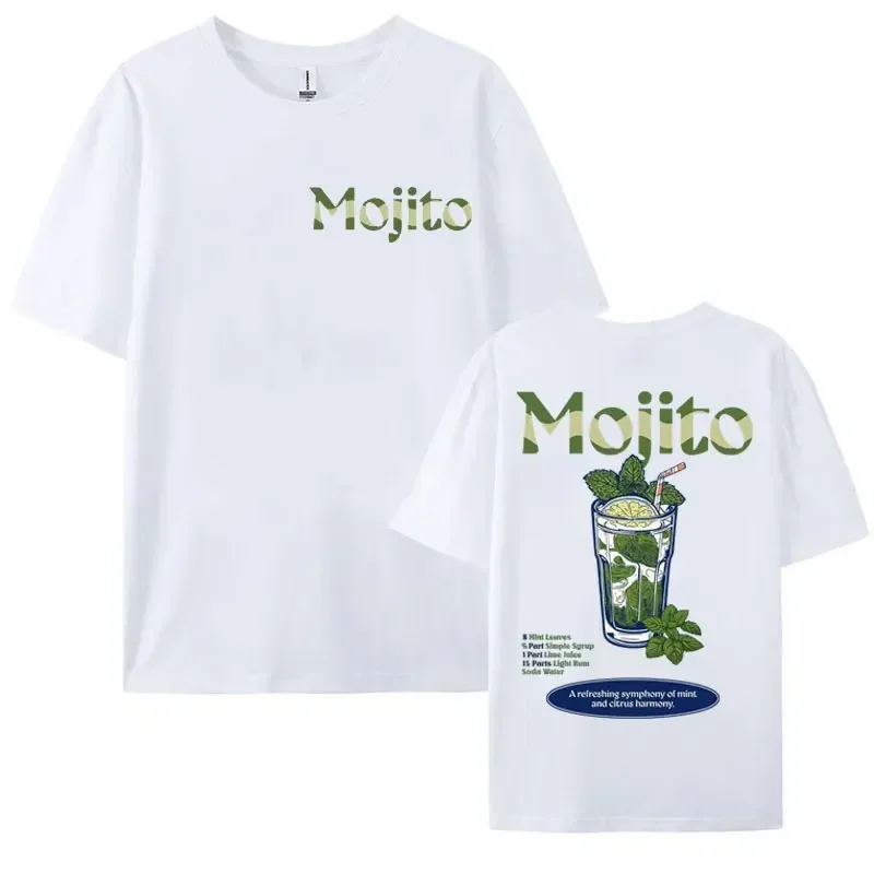 Funny Cocktail MOJITO Meme Graphic Print T-shirts Men Fashion Aesthetic Y2k Tops T-shirt Unisex 100% Cotton High Quality T Shirt