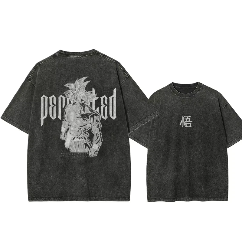 

Dragon Ball Summer Men's Washes T-shirts Japanese Anime Goku Graphic Clothing Harajuku Y2K Streetwear Cotton Half-sleeve