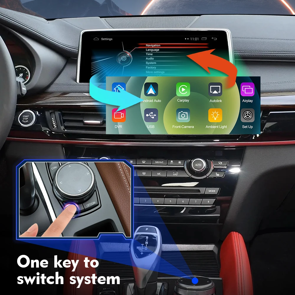 ワイヤレスcarplay bmw 1 2 3 4 5 7シリーズF10 F20 F30 E60 E70 E81 E90 X1 X3 X5 X6ミニcic nbt evoシステムandroidの自動愛ボックス