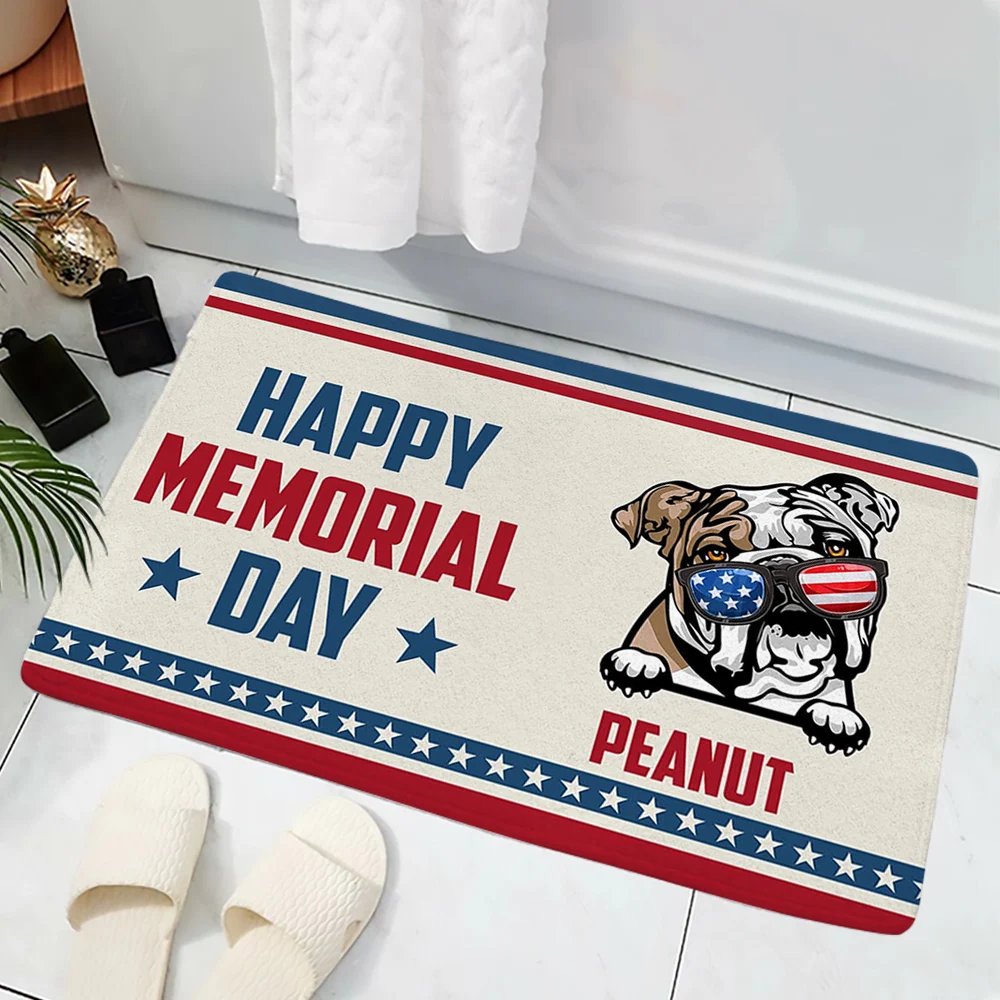 HX English Bulldog Memorial Day Carpets DIY Name Pekingese Shih Tzu Printed Mat Flannel Indoor Floor Mats Bath Rug Dropshipping